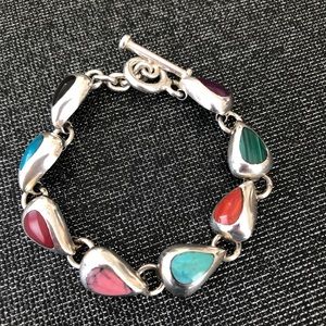 Semi-Precious Stone & Silver Bracelet 34 grams